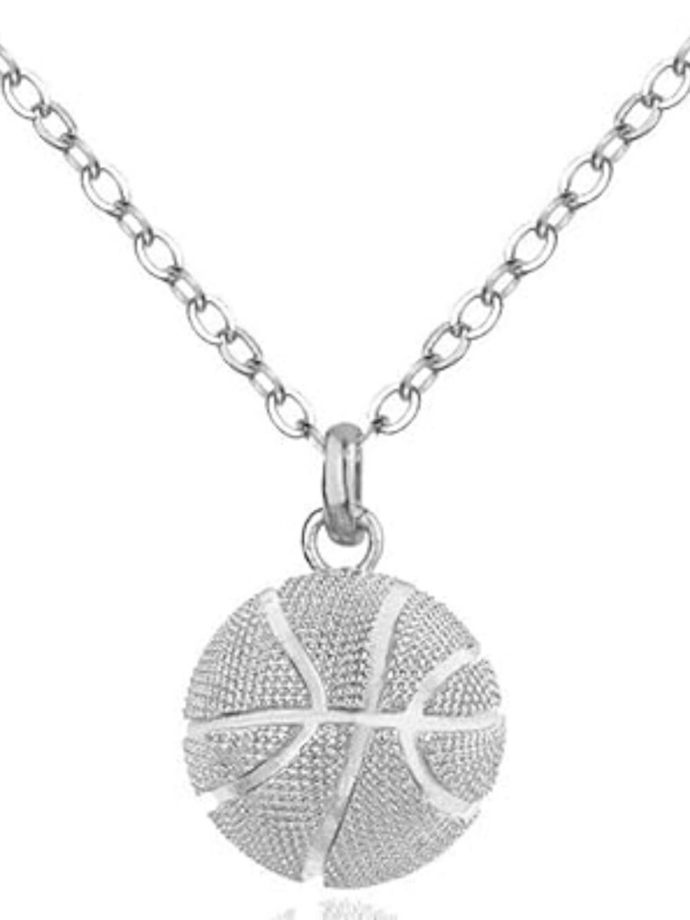 NEW Basketball Pendant Silver Stainless Steel Chain Sports Necklace Hoops Charm